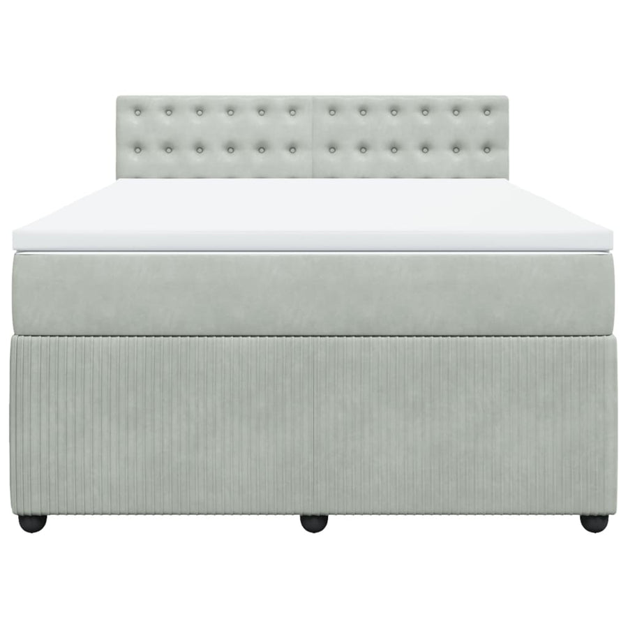 Boxspring met matras fluweel lichtgrijs 140x200 cm