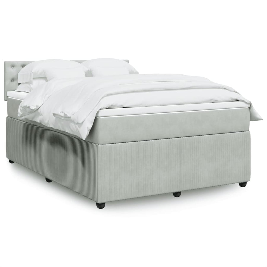 Boxspring met matras fluweel lichtgrijs 140x200 cm
