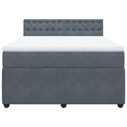 Boxspring met matras fluweel donkergrijs 140x200 cm