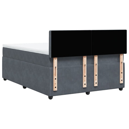 Boxspring met matras fluweel donkergrijs 140x200 cm
