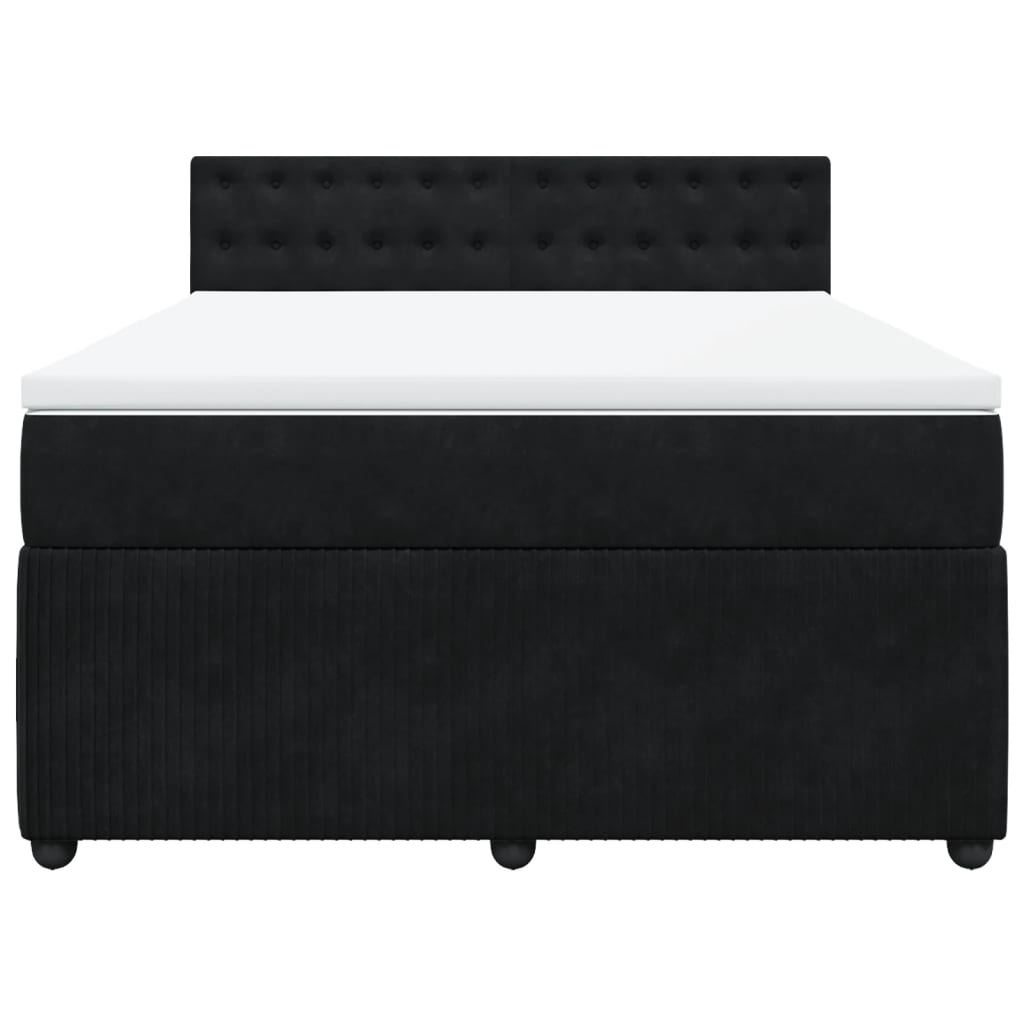 Boxspring met matras fluweel zwart 140x200 cm