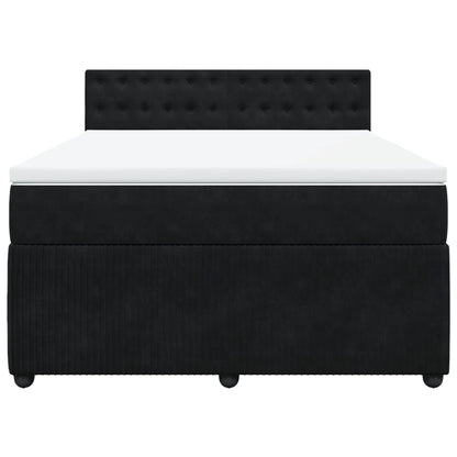 Boxspring met matras fluweel zwart 140x200 cm