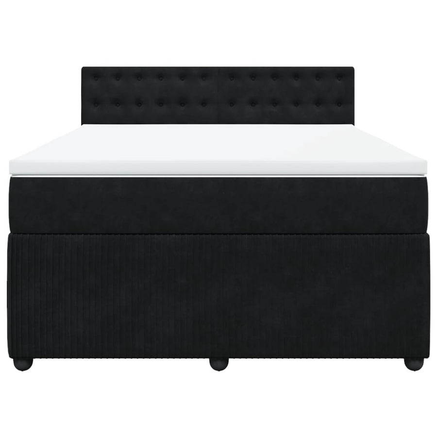 Boxspring met matras fluweel zwart 140x200 cm