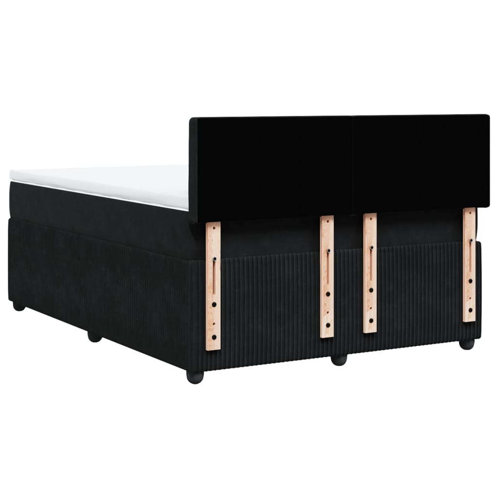 Boxspring met matras fluweel zwart 140x200 cm