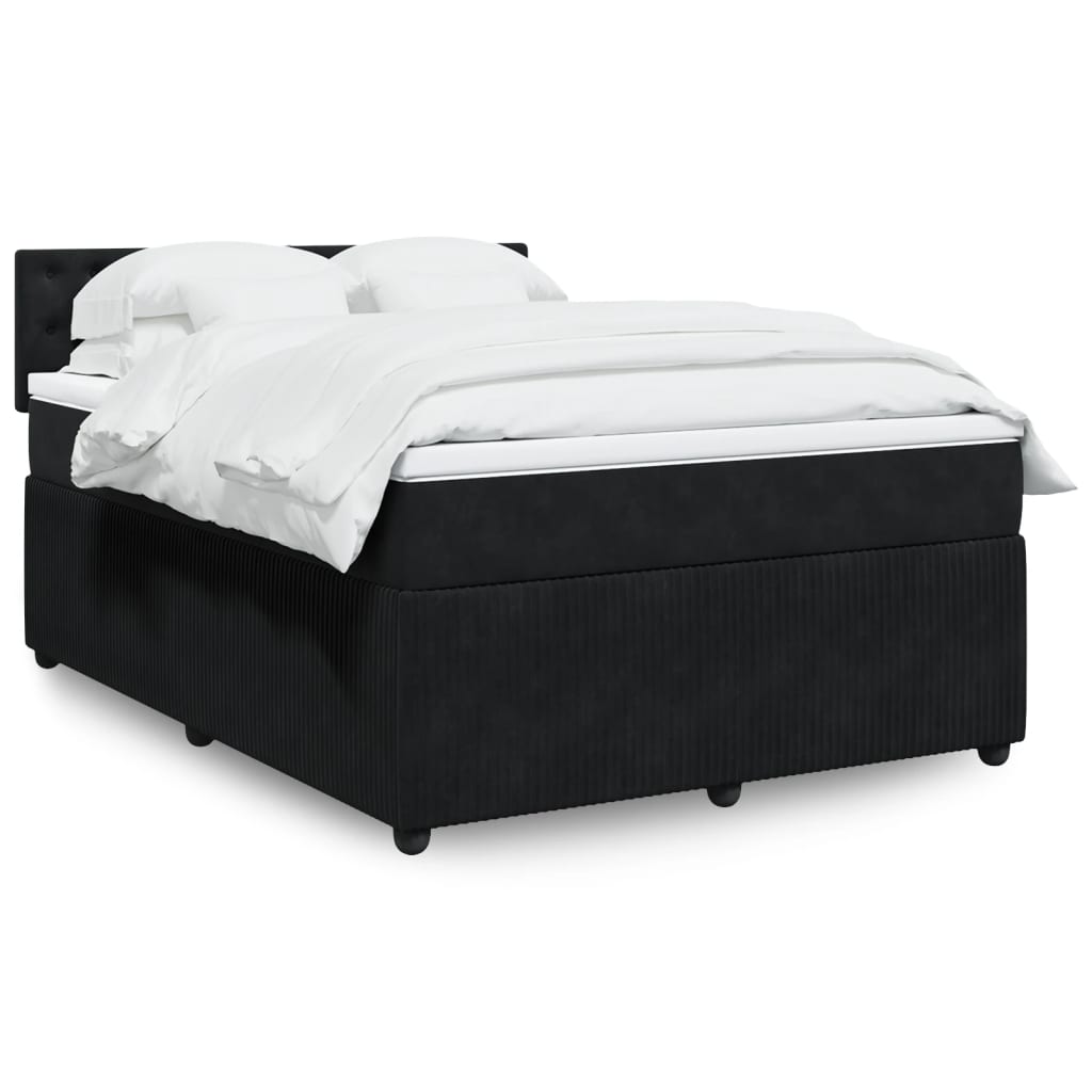 Boxspring met matras fluweel zwart 140x200 cm
