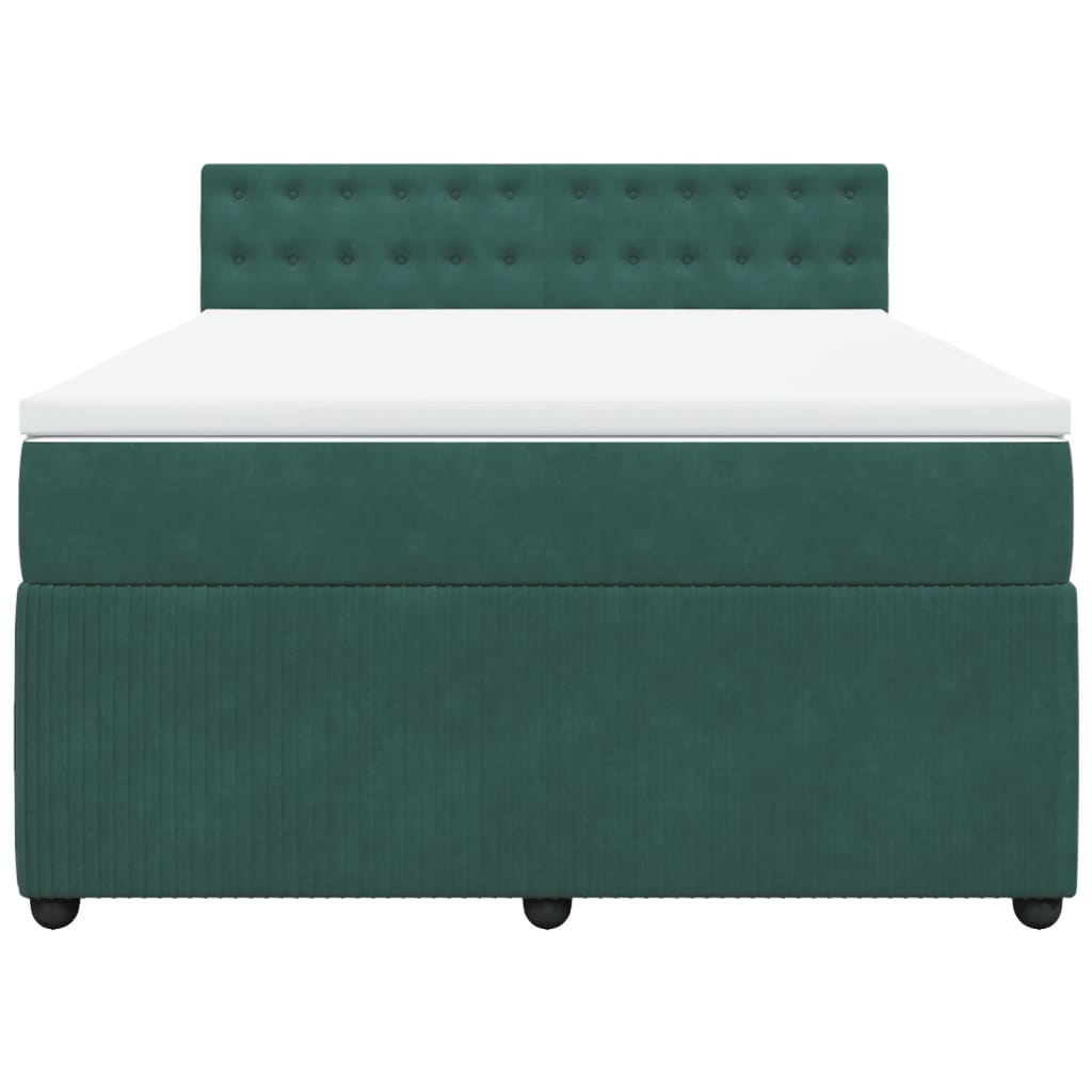 Boxspring met matras fluweel donkergroen 140x200 cm