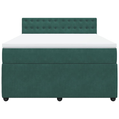 Boxspring met matras fluweel donkergroen 140x200 cm