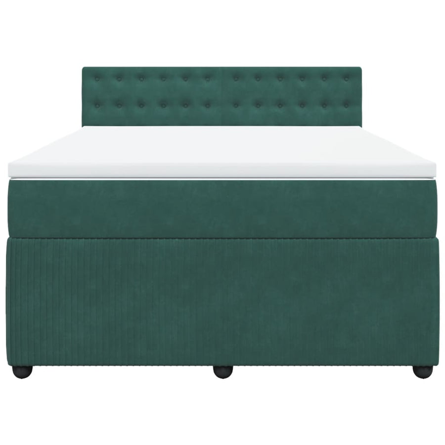 Boxspring met matras fluweel donkergroen 140x200 cm