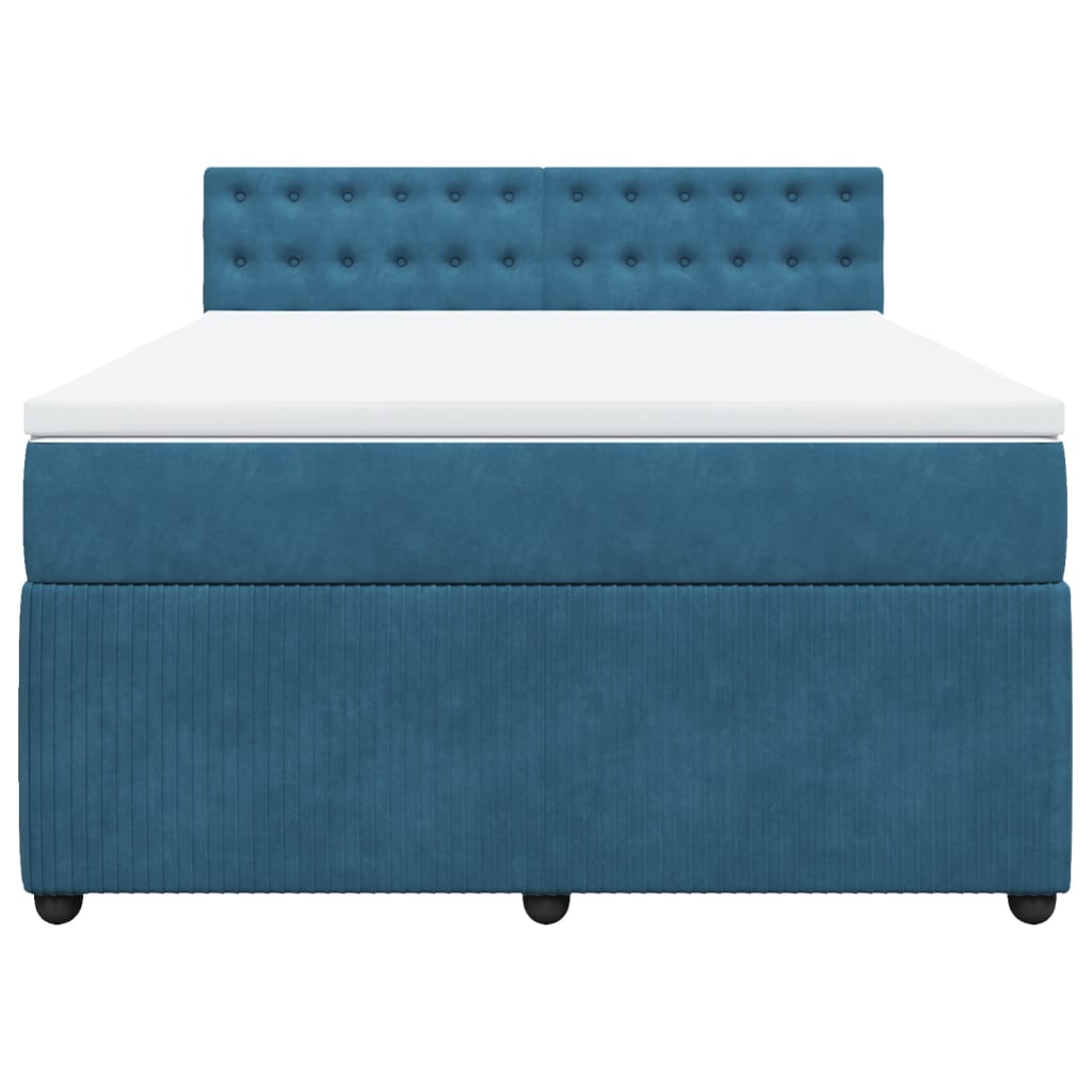 Boxspring met matras fluweel blauw 140x200 cm
