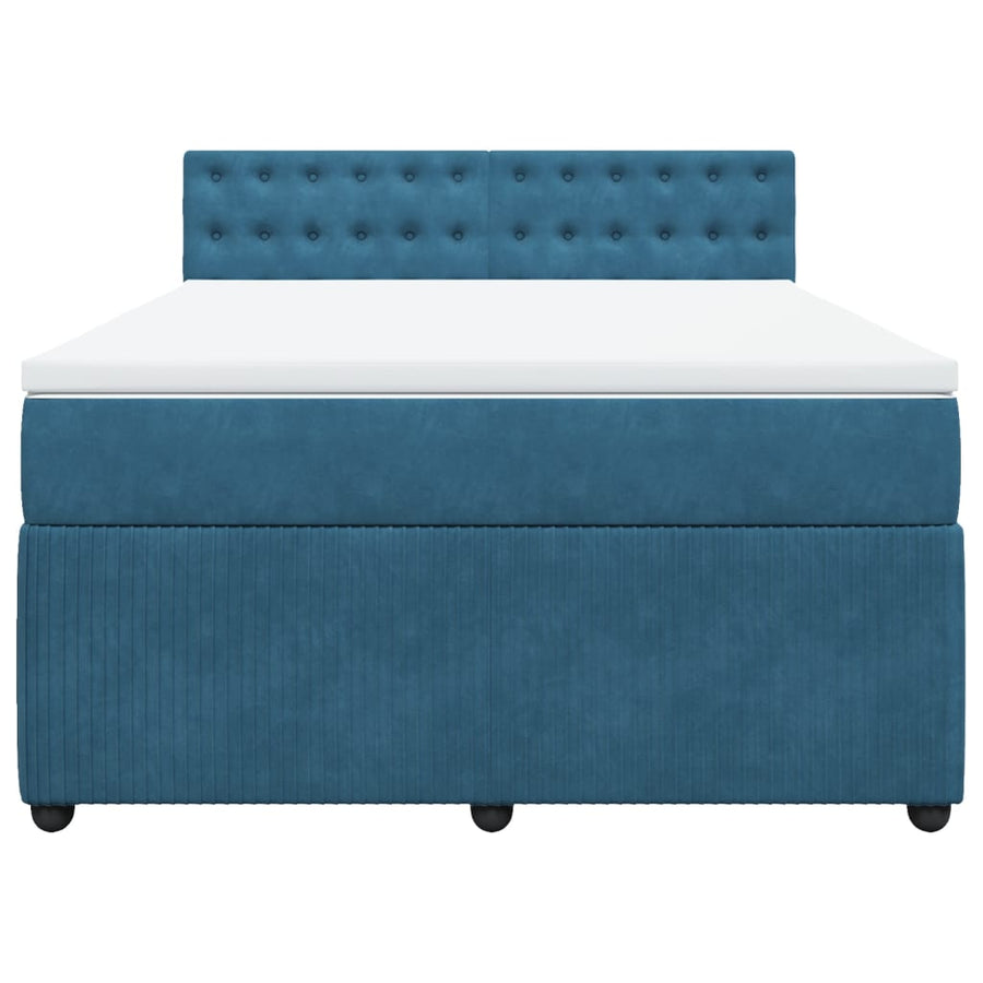 Boxspring met matras fluweel blauw 140x200 cm