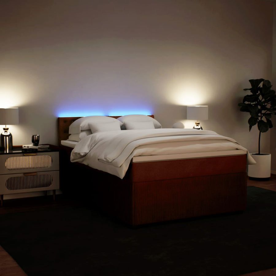 Boxspring met matras fluweel roze 140x200 cm