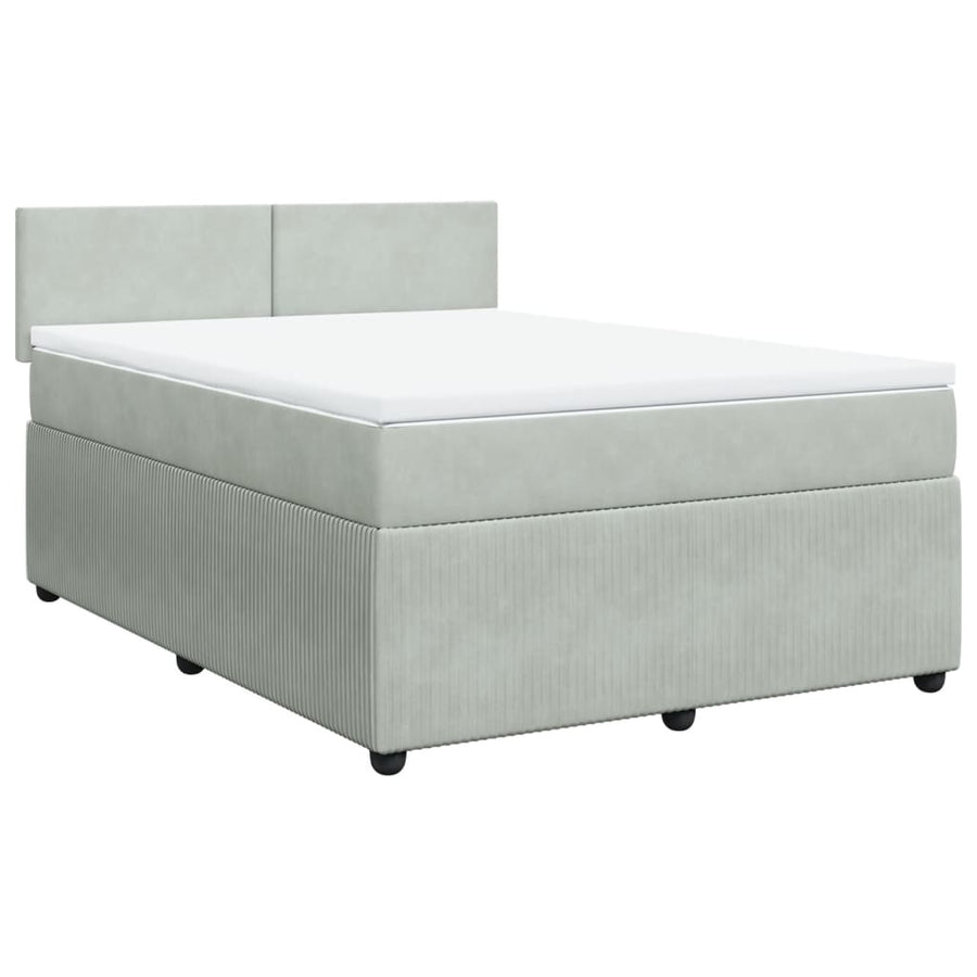 Boxspring met matras fluweel lichtgrijs 160x200 cm