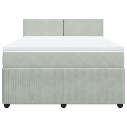 Boxspring met matras fluweel lichtgrijs 160x200 cm