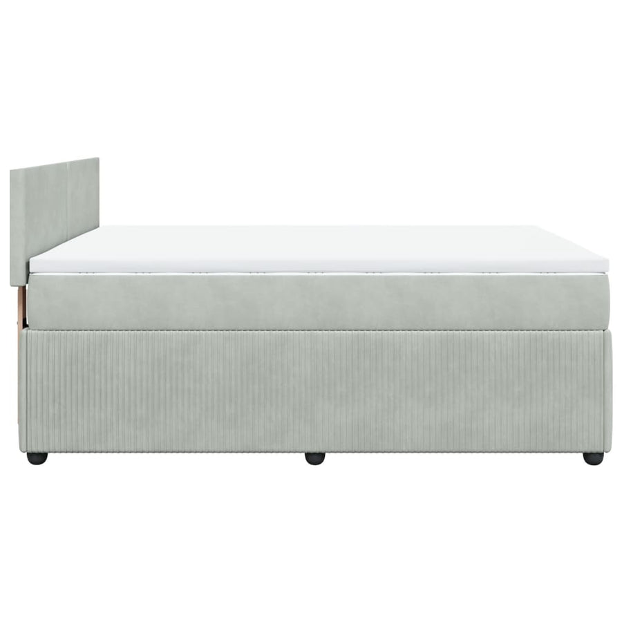 Boxspring met matras fluweel lichtgrijs 160x200 cm