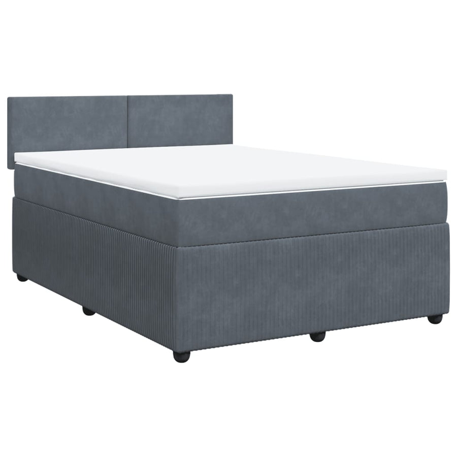 Boxspring met matras fluweel donkergrijs 160x200 cm