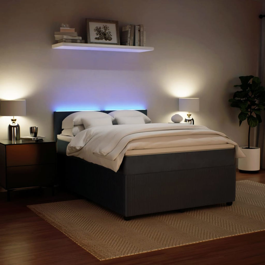 Boxspring met matras fluweel donkergrijs 160x200 cm