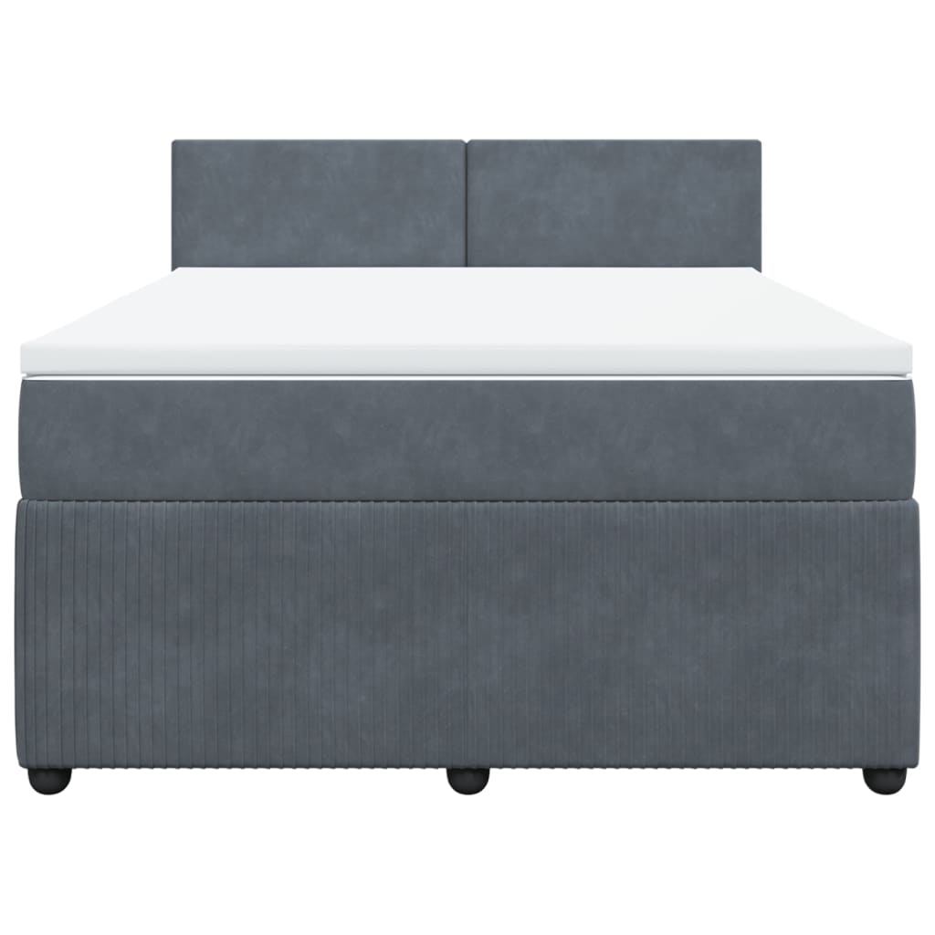 Boxspring met matras fluweel donkergrijs 160x200 cm