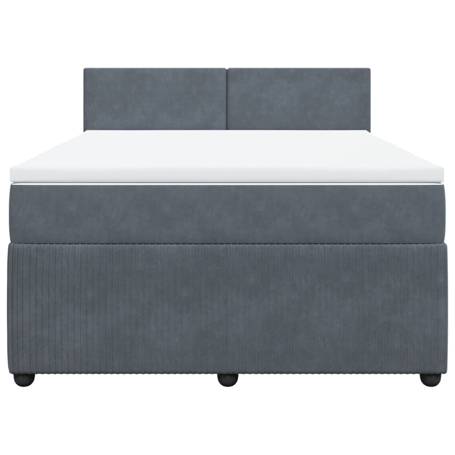 Boxspring met matras fluweel donkergrijs 160x200 cm