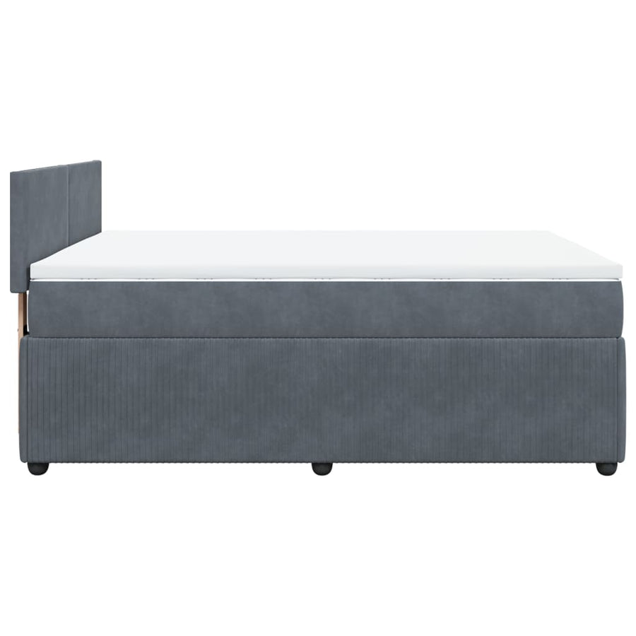 Boxspring met matras fluweel donkergrijs 160x200 cm