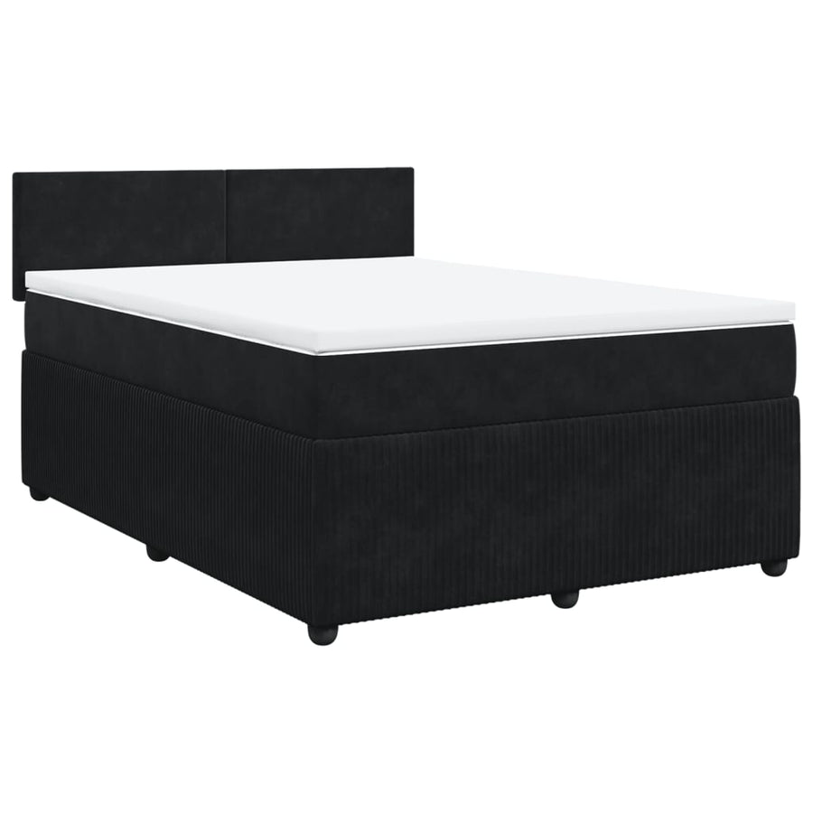 Boxspring met matras fluweel zwart 160x200 cm