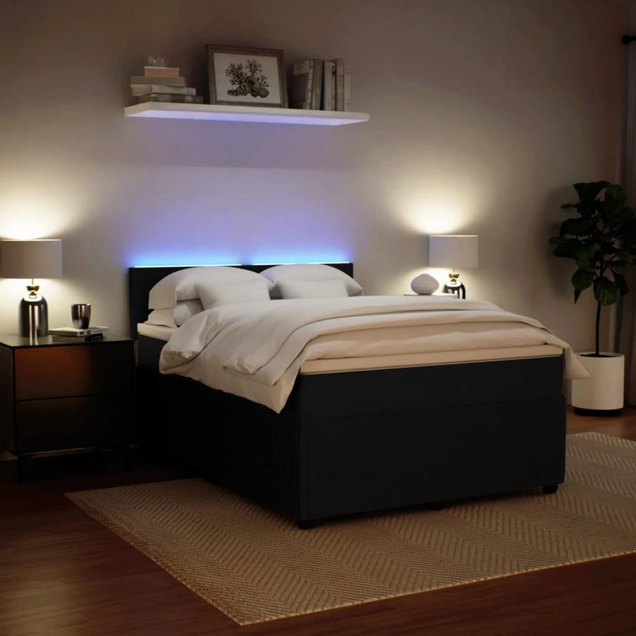 Boxspring met matras fluweel zwart 160x200 cm