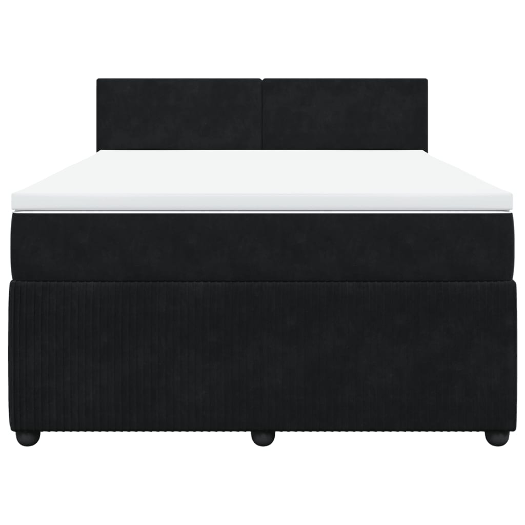 Boxspring met matras fluweel zwart 160x200 cm