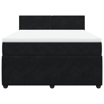 Boxspring met matras fluweel zwart 160x200 cm