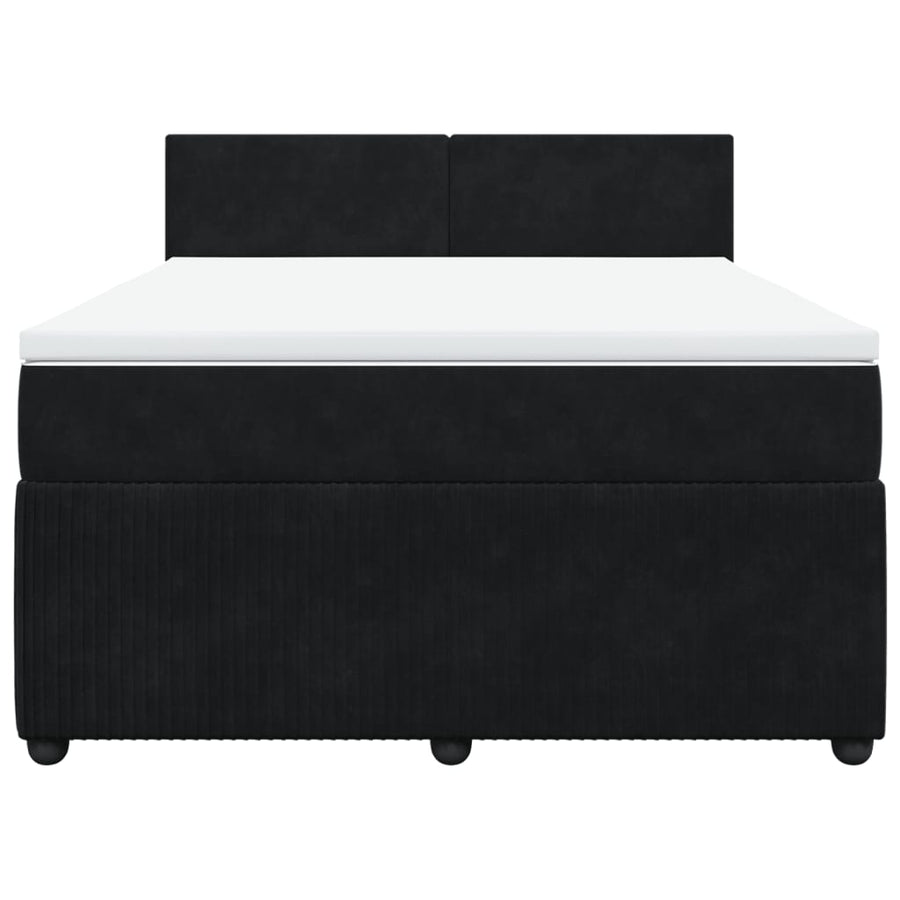 Boxspring met matras fluweel zwart 160x200 cm