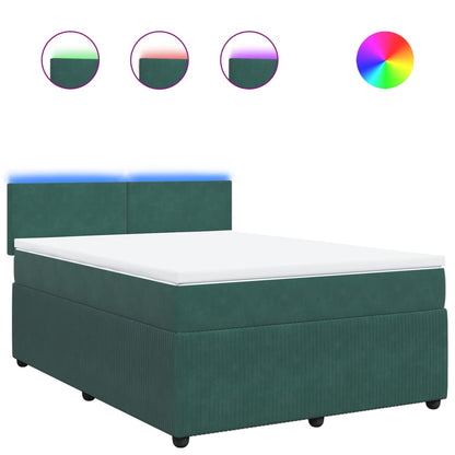 Boxspring met matras fluweel donkergroen 160x200 cm