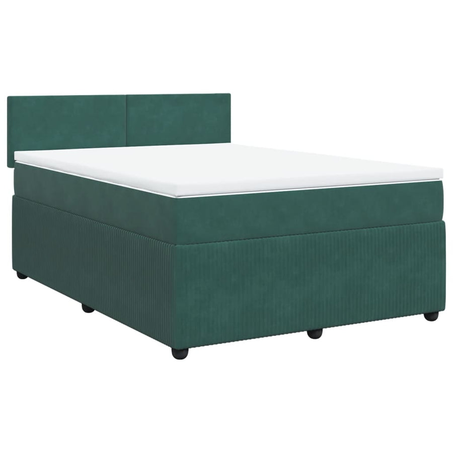 Boxspring met matras fluweel donkergroen 160x200 cm