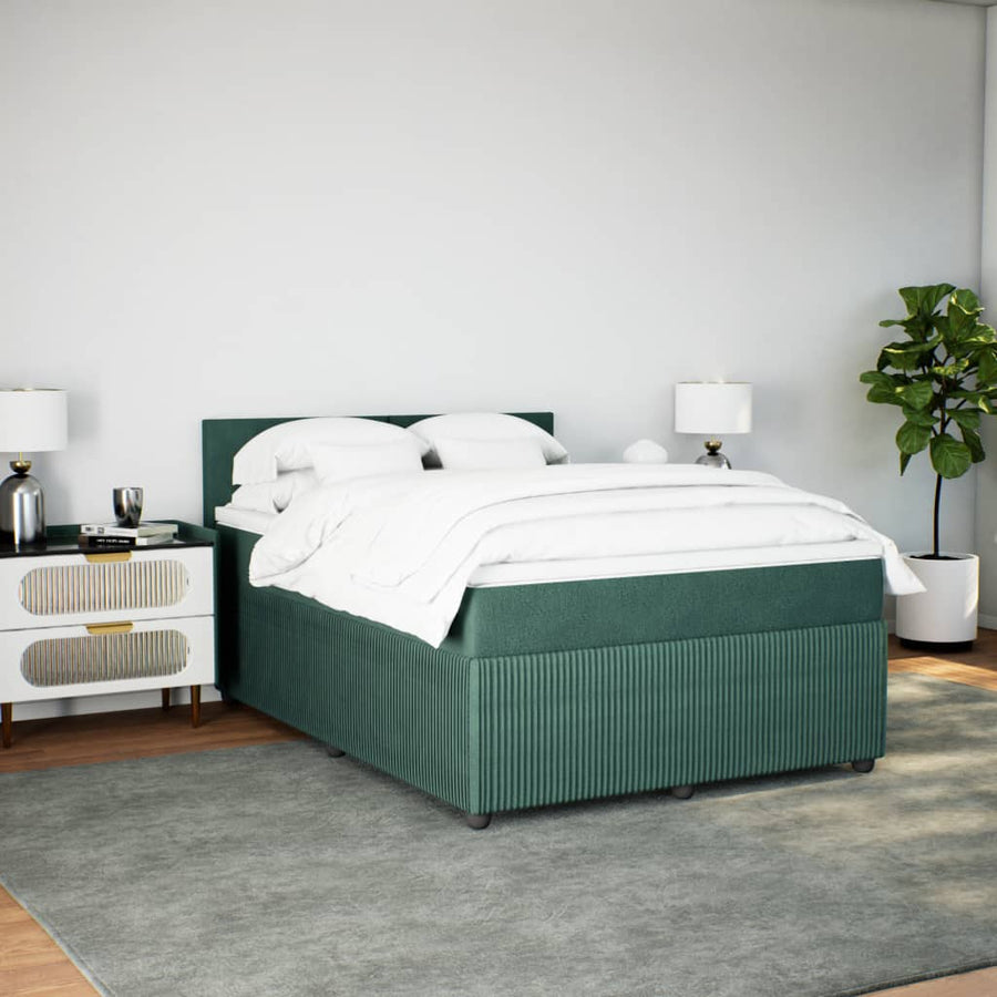 Boxspring met matras fluweel donkergroen 160x200 cm