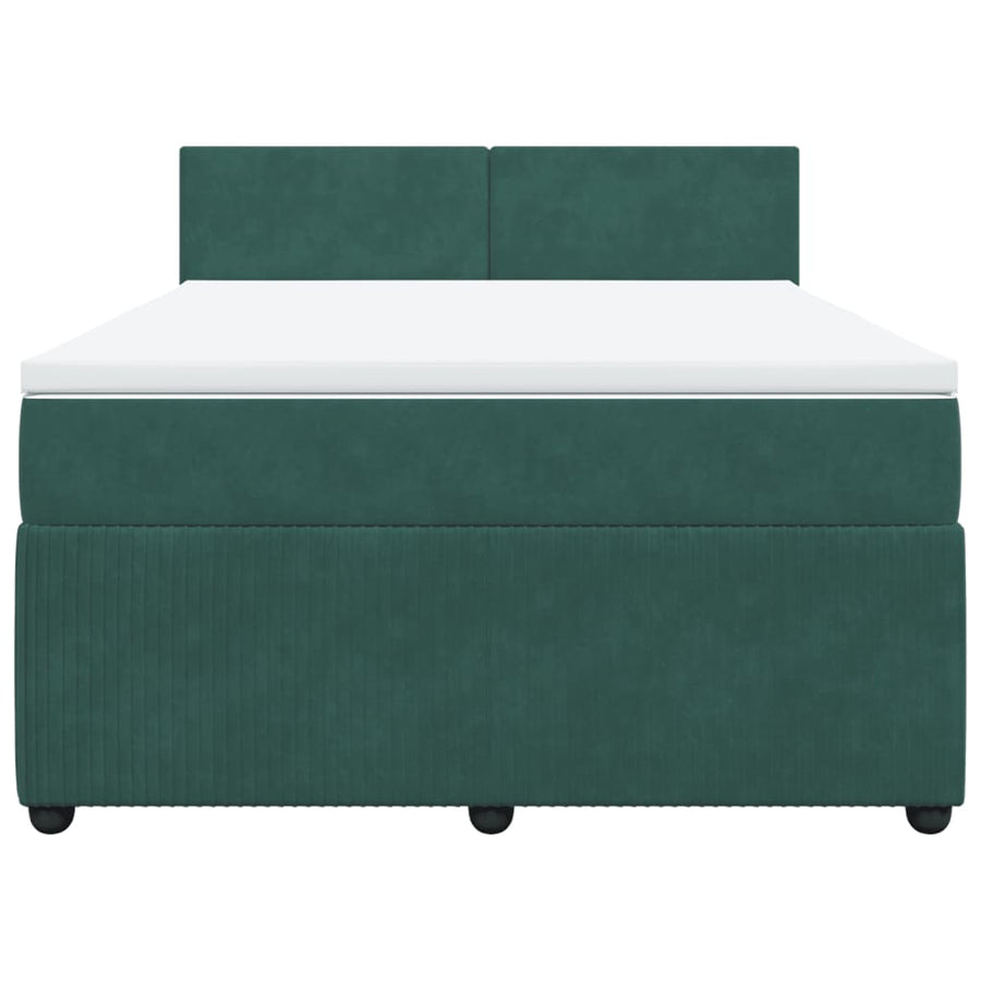 Boxspring met matras fluweel donkergroen 160x200 cm