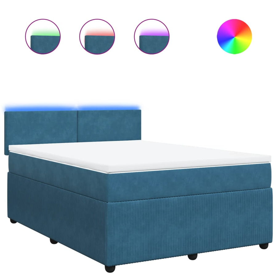 Boxspring met matras fluweel blauw 160x200 cm