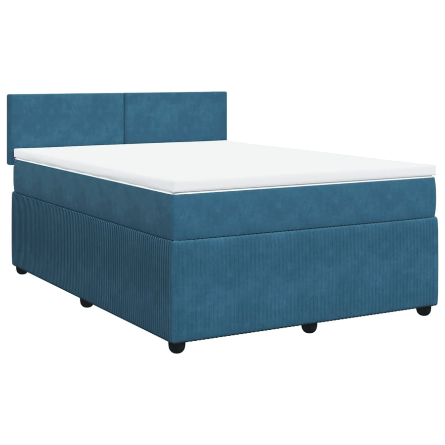 Boxspring met matras fluweel blauw 160x200 cm