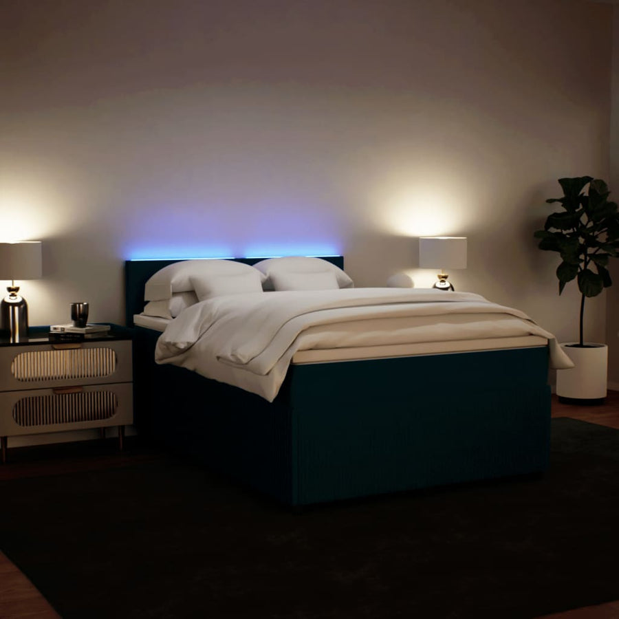Boxspring met matras fluweel blauw 160x200 cm