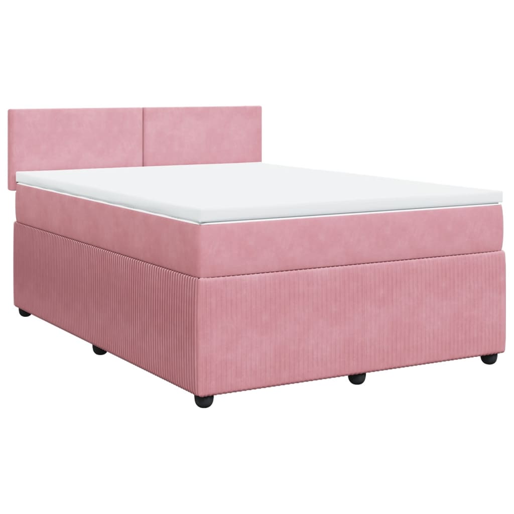 Boxspring met matras fluweel roze 160x200 cm