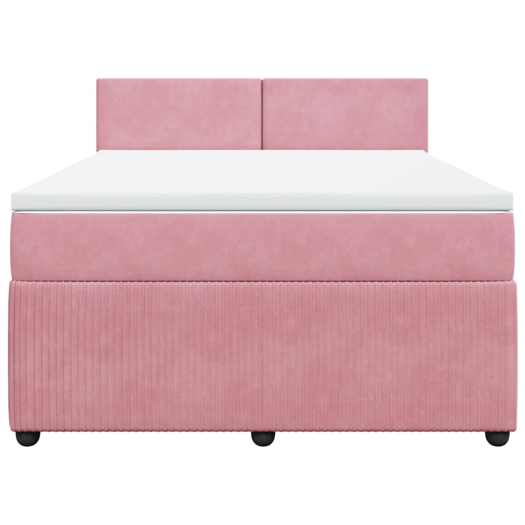 Boxspring met matras fluweel roze 160x200 cm
