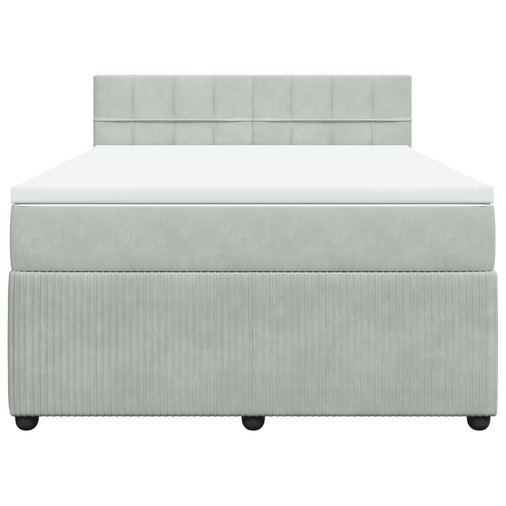 Boxspring met matras fluweel lichtgrijs 160x200 cm