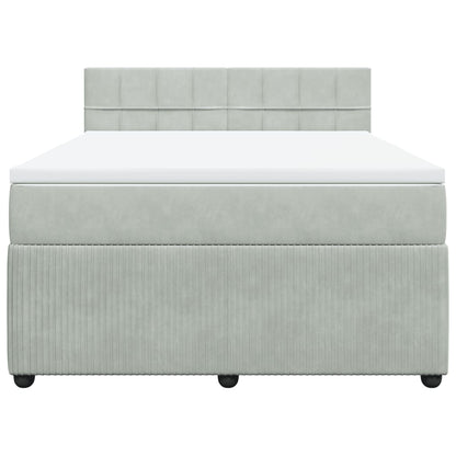 Boxspring met matras fluweel lichtgrijs 160x200 cm