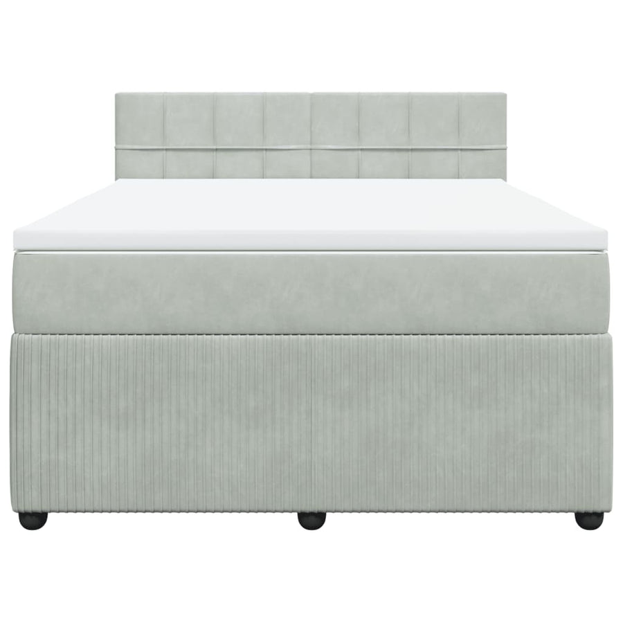 Boxspring met matras fluweel lichtgrijs 160x200 cm