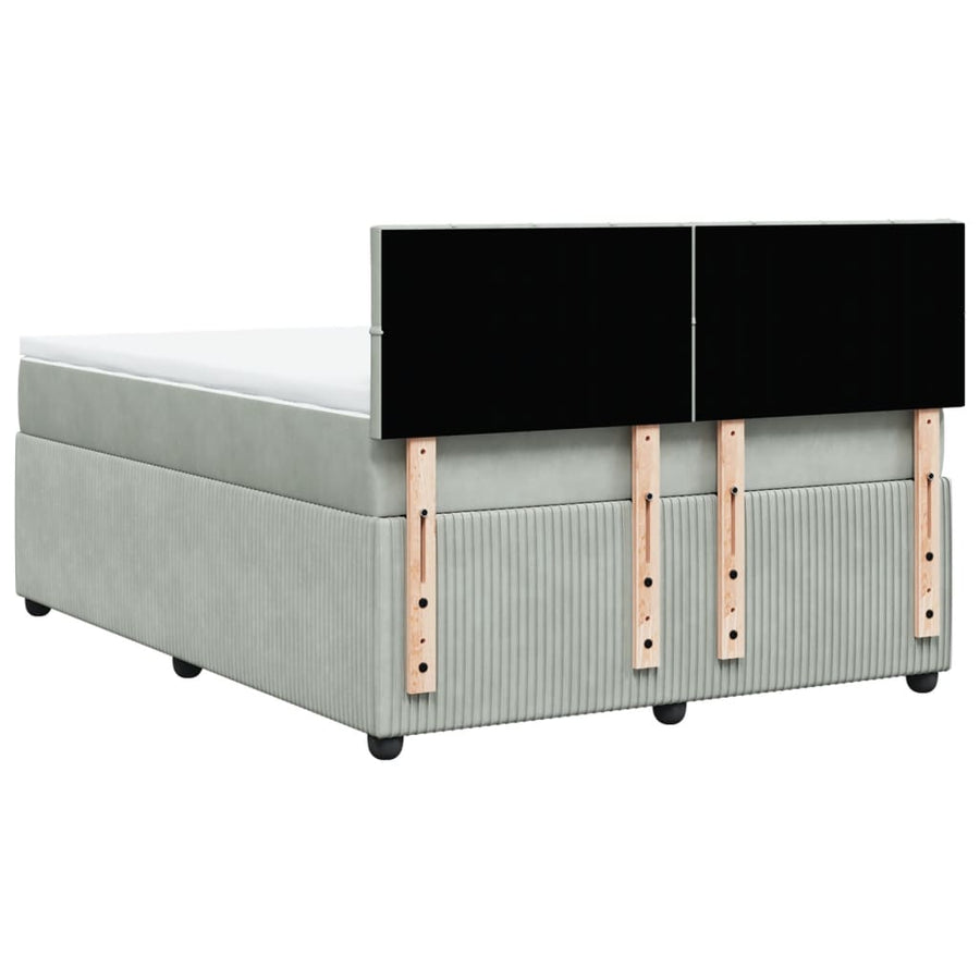 Boxspring met matras fluweel lichtgrijs 160x200 cm
