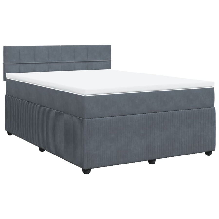 Boxspring met matras fluweel donkergrijs 160x200 cm