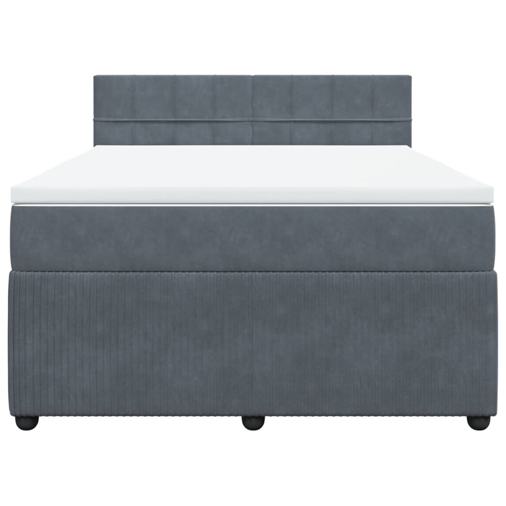 Boxspring met matras fluweel donkergrijs 160x200 cm