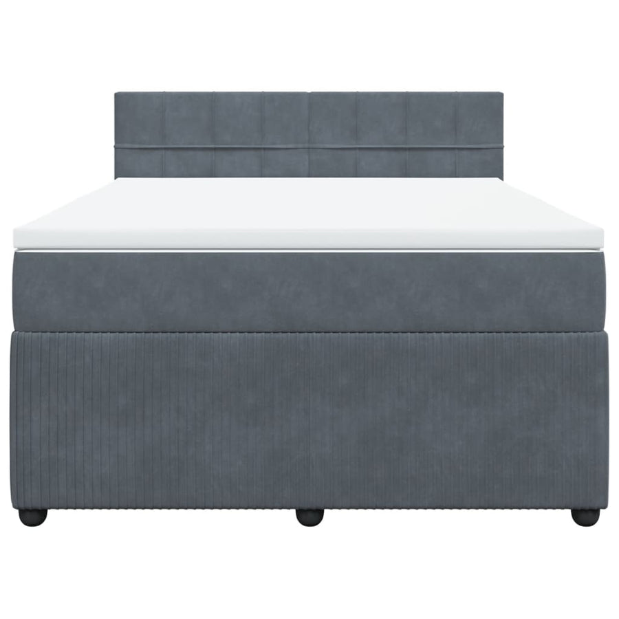 Boxspring met matras fluweel donkergrijs 160x200 cm