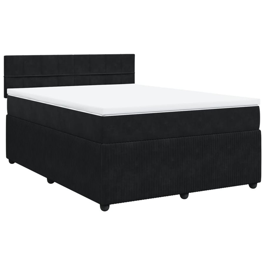Boxspring met matras fluweel zwart 160x200 cm