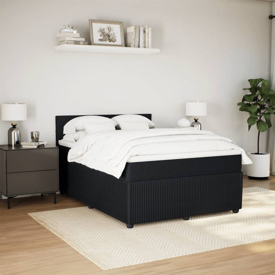 Boxspring met matras fluweel zwart 160x200 cm