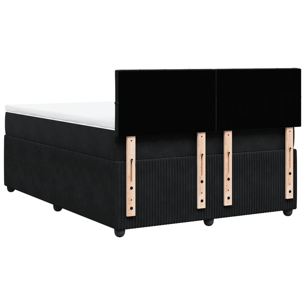 Boxspring met matras fluweel zwart 160x200 cm