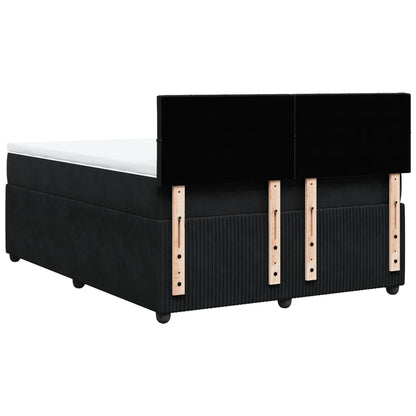 Boxspring met matras fluweel zwart 160x200 cm