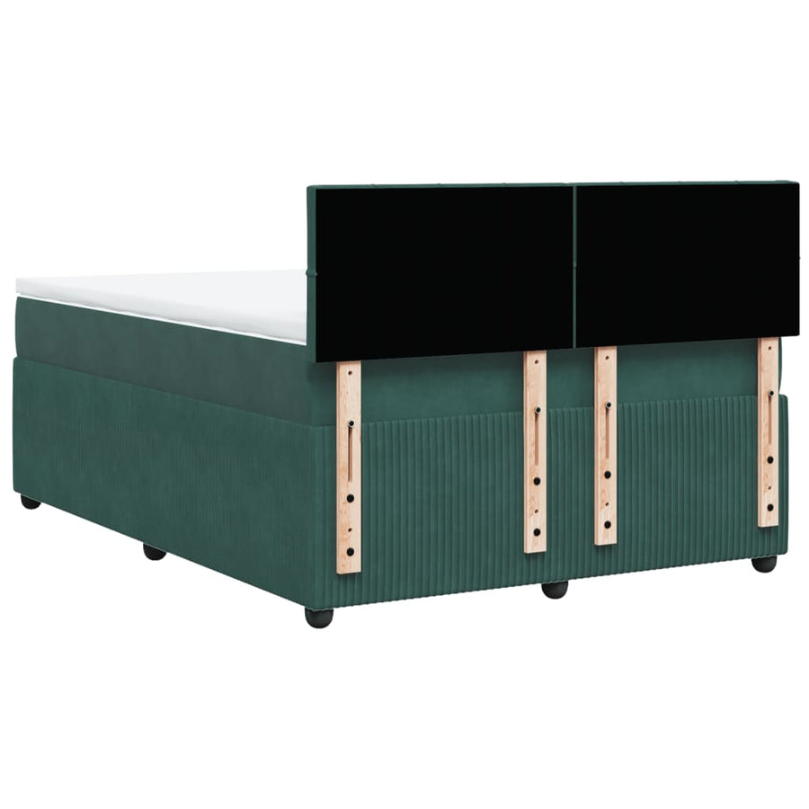 Boxspring met matras fluweel donkergroen 160x200 cm