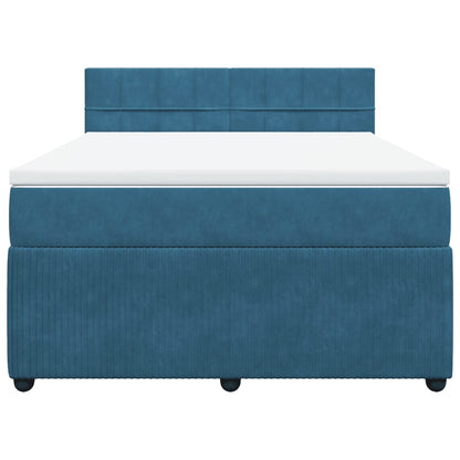 Boxspring met matras fluweel blauw 160x200 cm